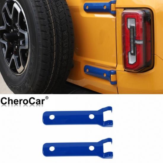 

Blue Rear Tailgate Hinge Cover Spare Tire Trim Kit For Ford Bronco + ABS