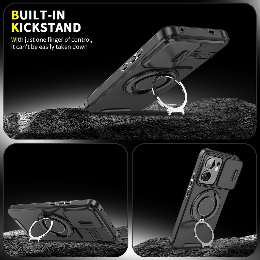 For OPPO A5/A3X Case, Magnetic Camera Cover Phone  Case Cover with 360° Rotating Ring Holder for OPPO A60 5G