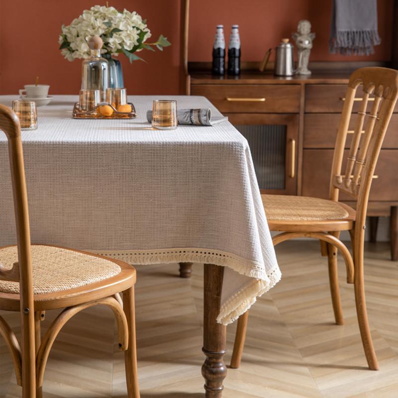 

Xiaoxiangfeng Silver Silk Tablecloth Solid Color Plain Color All-Polyester Jacquard Fringed Rectangular Dining Table Coffee Table Tablecloth Cover 90x90