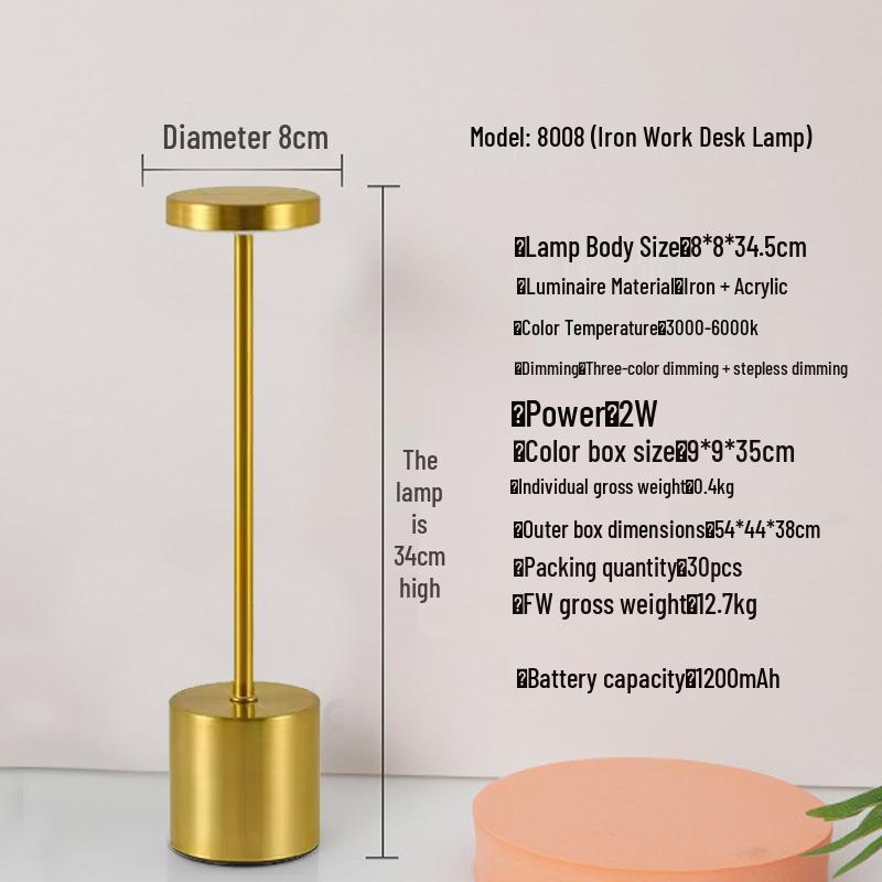 LED I-Beam Desk Lamp: Rechargeable Wrought Iron Bedside & Atmosphere Light for Bedroom or Bar.