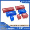 2.54MM Red/Blue DIP Switch, 1-10 Positions, Through-Hole Flat Actuator