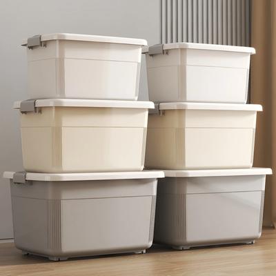 Boîtes de Rangement Ménagères 25QT avec Couvercle Boîtes Organisateur Anti-Poussière Simplicité Moderne Divers Conteneur Jouets Empilables Placards
