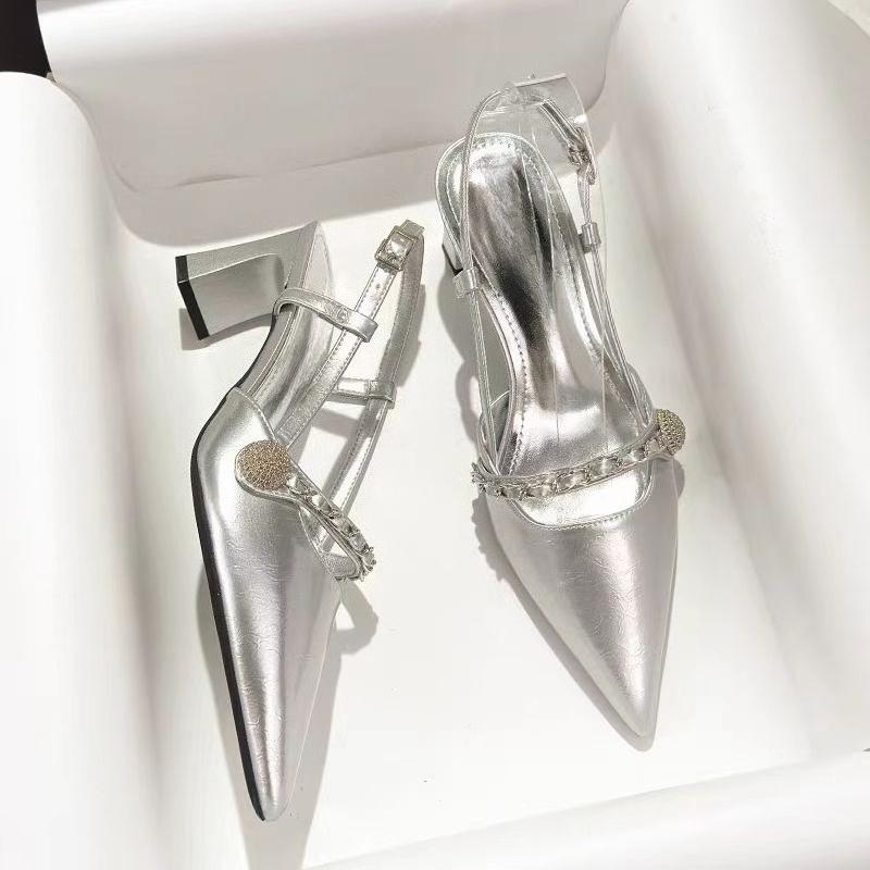 Mode 2025 Neue Sommer Spitzschuh Damen Sandalen Mode Flache Slingbacks Schuhe Damen Tanzparty Pumps