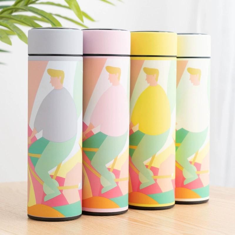 Portable  Intelligence Thermos Cup 500ml Vacuum Flasks Portable Stainless Steel Thermos Cup Water Bottle Travel Tea Mug Office Thermos Cup