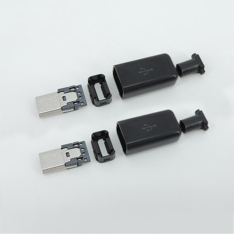 Micro USB 5PIN Welding Type Male Plug Connectors Charger 5P USB Tail Charging Socket 4 In 1 White Black