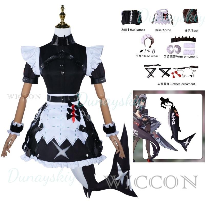 Ellen Joe Cosplay Costume Game Zenless Zone Zero Cosplay Wig Victoria Housekeeping Women Cute Maid Dress Ellen Joe Cosplay Tail
