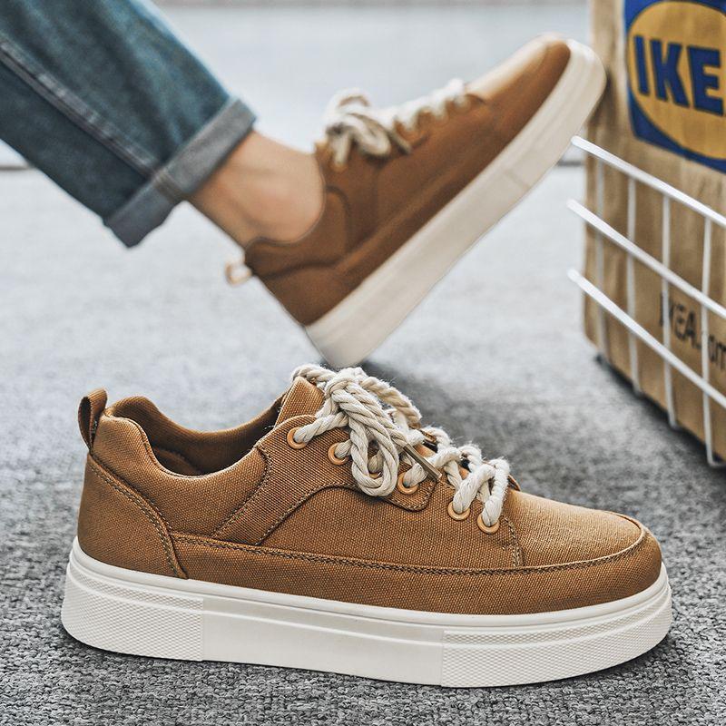 Canvas men's shoes 2025 new niche design versatile casual board shoes student sports black cloth shoes trendy shoes