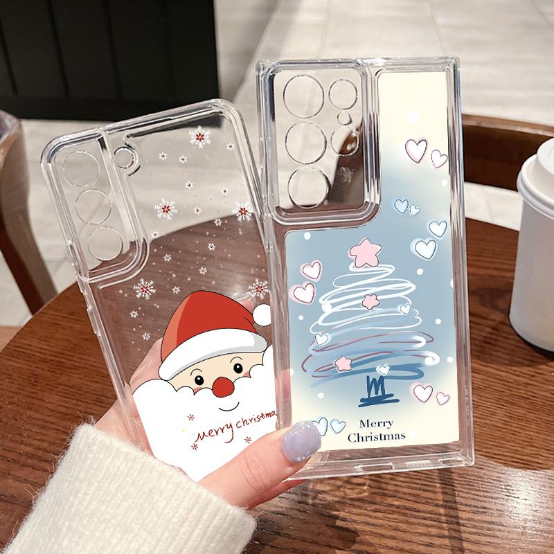 Christmas Tree Print Case For Samsung Galaxy S25 S24 S22 Ultra S23 S24 FE A17 A56 A16 A36 A26 A55 A15 A25 A54 5G Clear Soft TPU Phone Cover