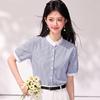 Women's Breathable Color-Block Striped Commuter Blouse