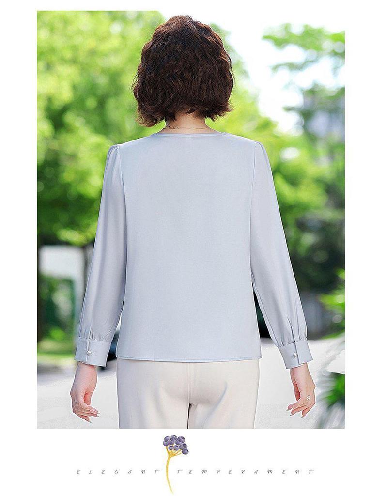 2025 Frühling/Herbst Damen Locker Langarm Übergröße T-Shirt - Neuer Chinesischer Stil Bauchbedeckendes Oberteil.