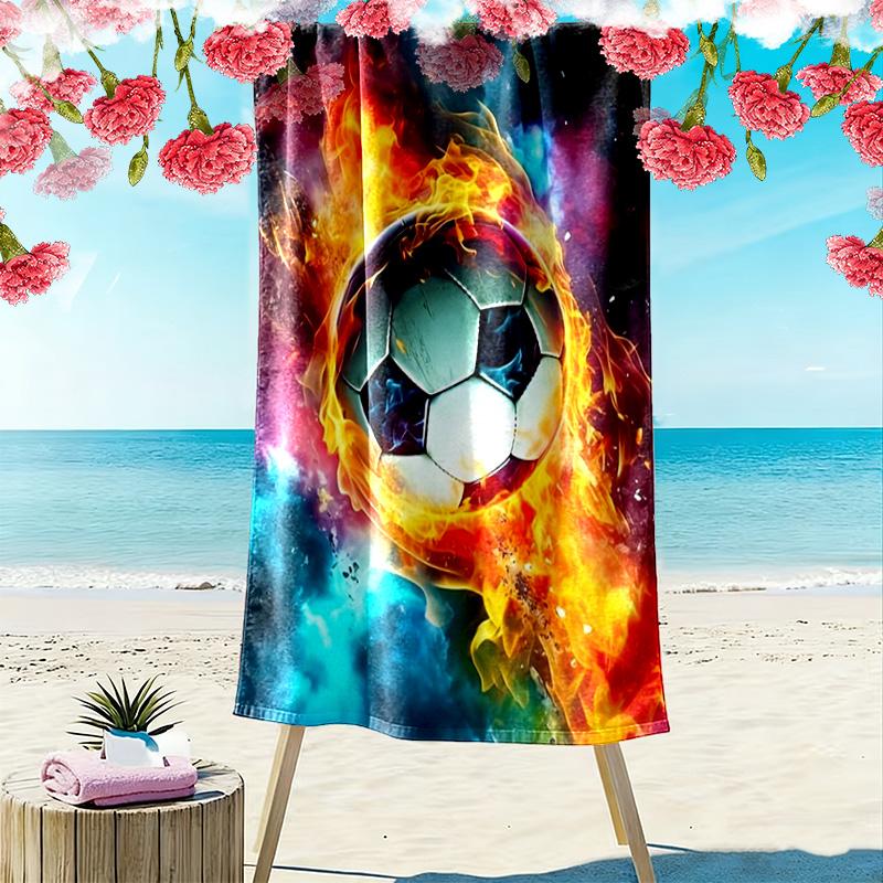 Soccer Art Print Beach Towel, Large Soft Quick Dry Towel for Beach Camping Swimming