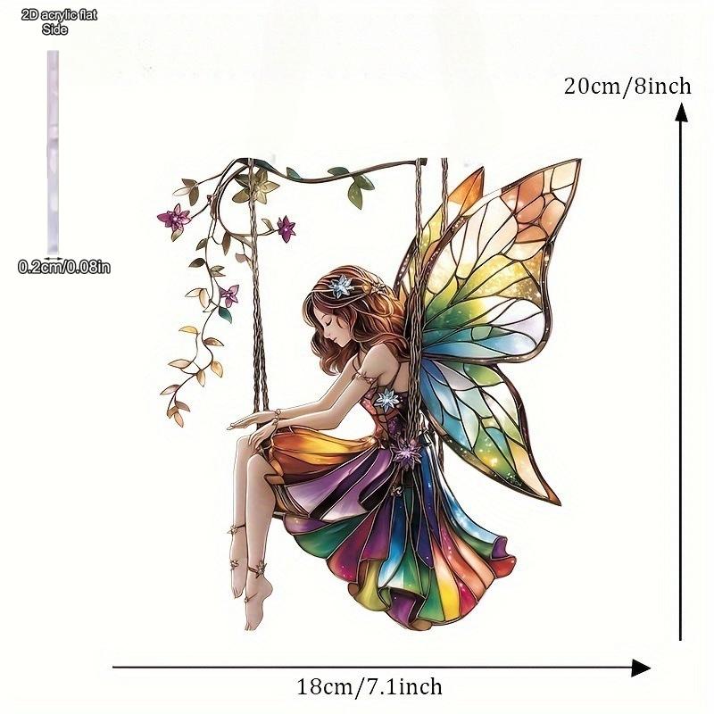 Dreamy and Gorgeous Stained Acrylic Fairy Swing Ornament Light Up Your Home and Festival Rose Tassels for Jewelry Making, Perfect for Home, Kitchen 