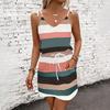 Summer Women's Camisole Drawstring Loose Color Striped Vest Dress