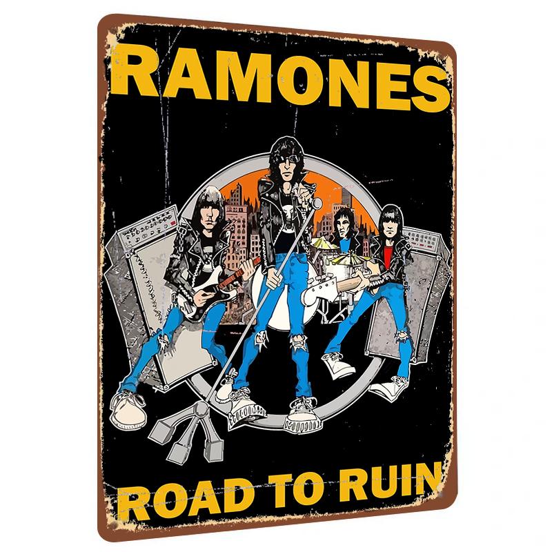 

RAMONES Road To Ruin Metal Tin Sign Vintage Rock Band Poster Wall Decor for Music Room Bar 20x30cm（7.8x11.8inch）