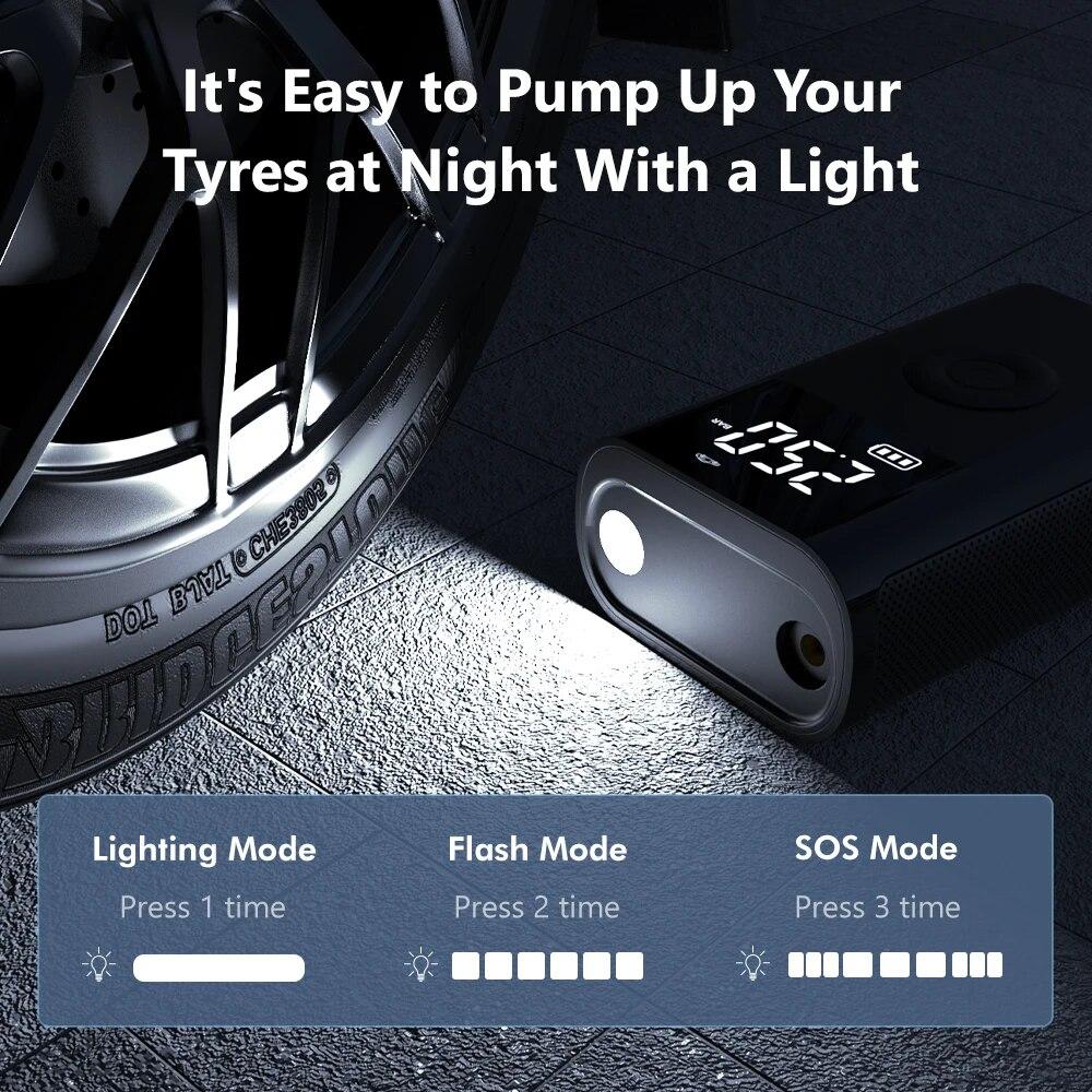 Carsun Portable Mini Air Compressor 12V 150PSI Electric Air Pump Smart Digital Display Car Tire Inflator for Motorcycle Bicycle Tire Inflator