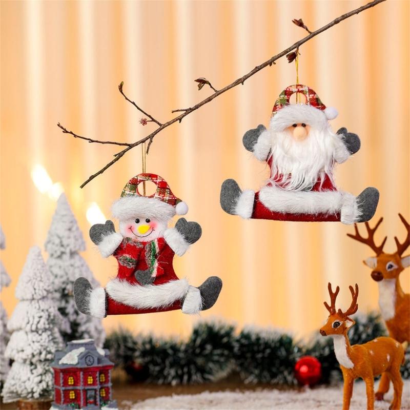 4 Pcs Christmas Ornaments Sitting Doll Hanging Pendant Party Supplies for Holiday Wedding Party Wreath Decoration