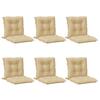 Vidaxl Low Back Chair Cushions, 6 Pcs, Beige Melange