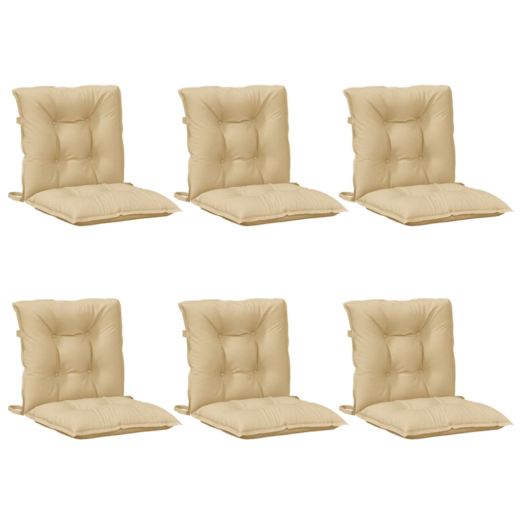 Vidaxl Low Back Chair Cushions, 6 Pcs, Beige Melange