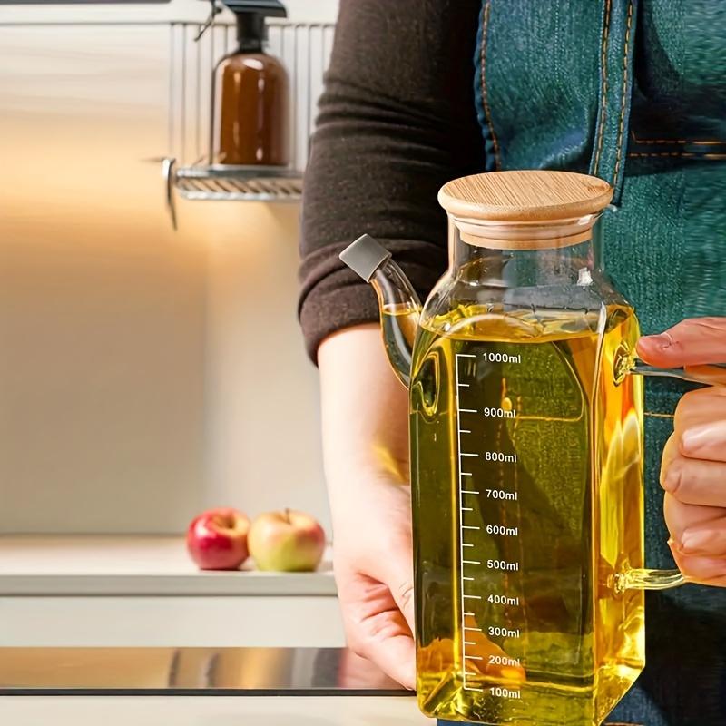 1pc, Glass Oil Bottle, Leakproof Oil Jug, Vinegar Bottle, Storage Container for Kitchen Condiments Outdoor BBQ Picnic, Kitchen Supplies Oil Bottle
