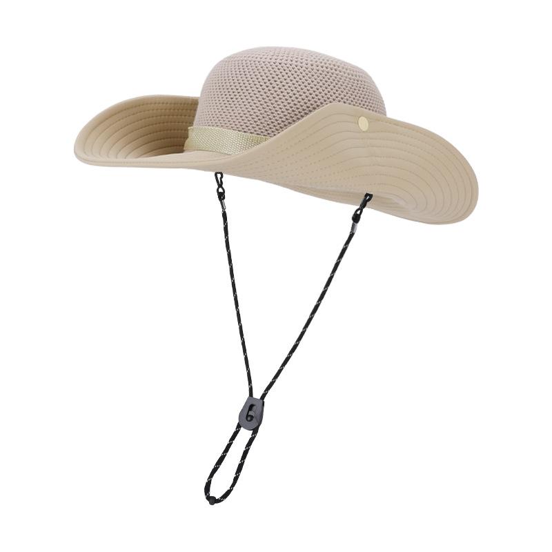 Summer hollow breathable sunscreen hat men's big head circumference versatile fashion bucket hat outdoor mountaineering fishing sun hat