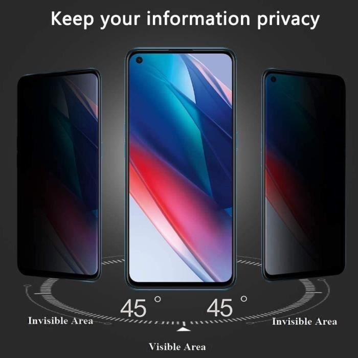 Protection d'écran verre trempé anti-espion pour OPPO A73 5G - E.F.CONNECTION - Pack de 3