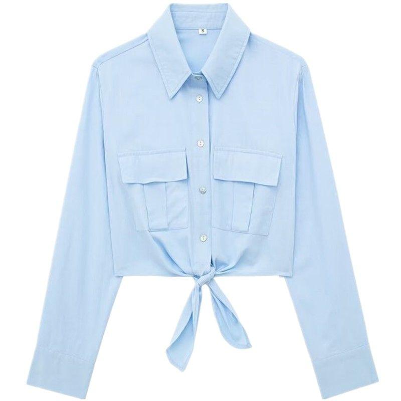 

Fashion Style Summer New Arrival Fashion Women s Fashion Clothing Easiest for Match Long Sleeves Polo Collar Stripes Shirt 7735518 044 Blue XS
