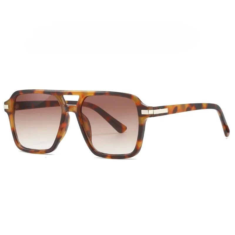 Retro 70s Square Pilot Sunglasses for Women Men Trendy Vintage Double Bridge Shades