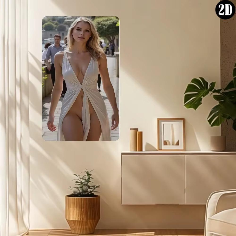 Woman in White Coat and Lingerie Canvas Art Frameless Modern Wall Decor Home Bedroom Gym Library Art Poster