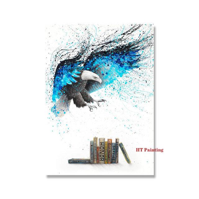 Citind Cărți Poster de Studiu Culoare Splash Desen Animat Pasăre Drăguță Educație Imagini de Perete Pictură pe Pânză Cameră Copii Decor Acasă