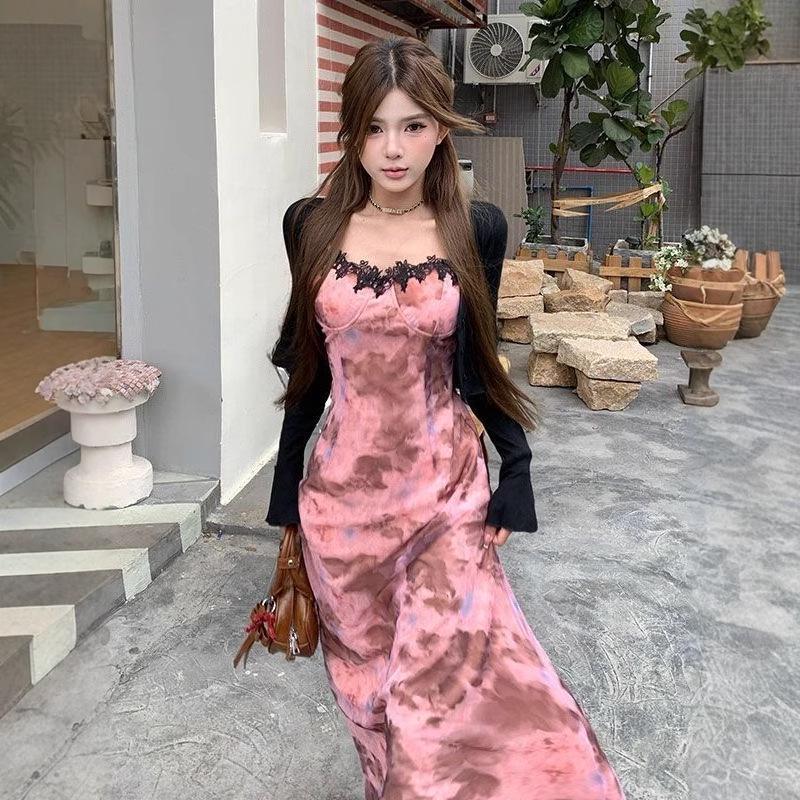 

Spicy Girl Floral Print Spaghetti Strap Dress - Trendy Waist-Slimming Holiday Style S