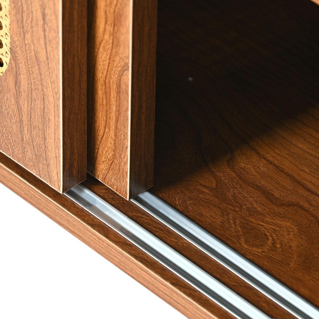 Schuhschrank 2 Türen verstellbare Ablage, Schuhregal Flur, Diele, Wohnzimmer, Schlafzimmer, Holzmöbel, Landhausstil, 104 x 40 x 48 cm, Nussbaum