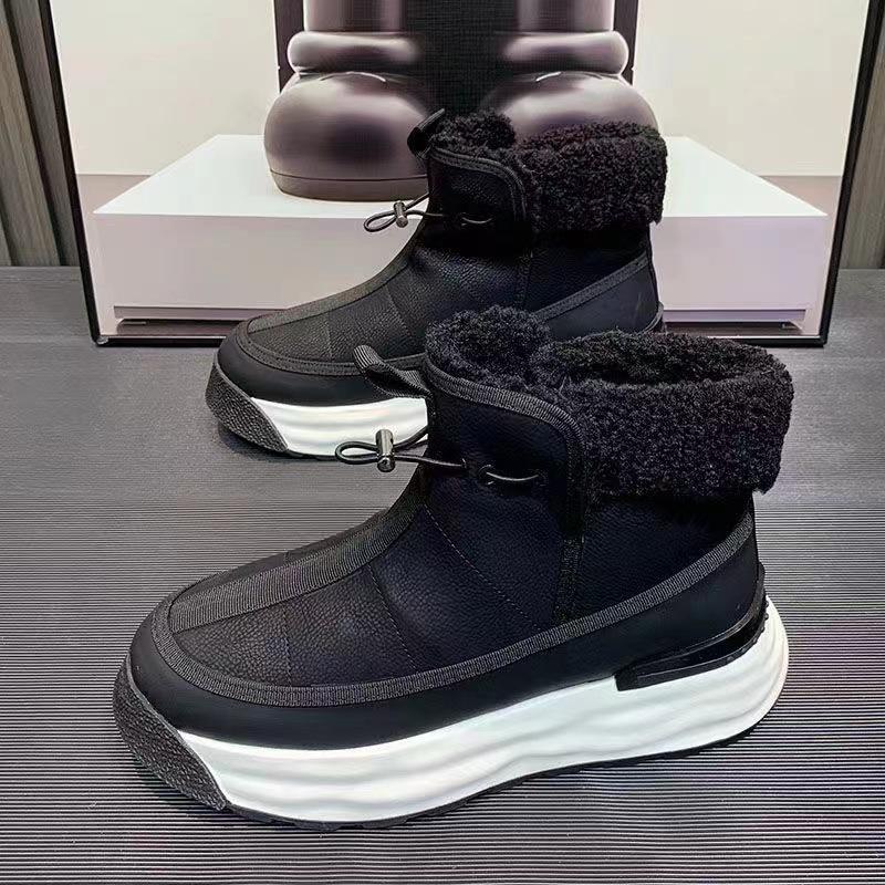 Fashion Spring Autumn New Men's Shoes High cut Thick soled Snow Boots Anti slip Waterproof Cowhide British Style Versatile Casual Boots