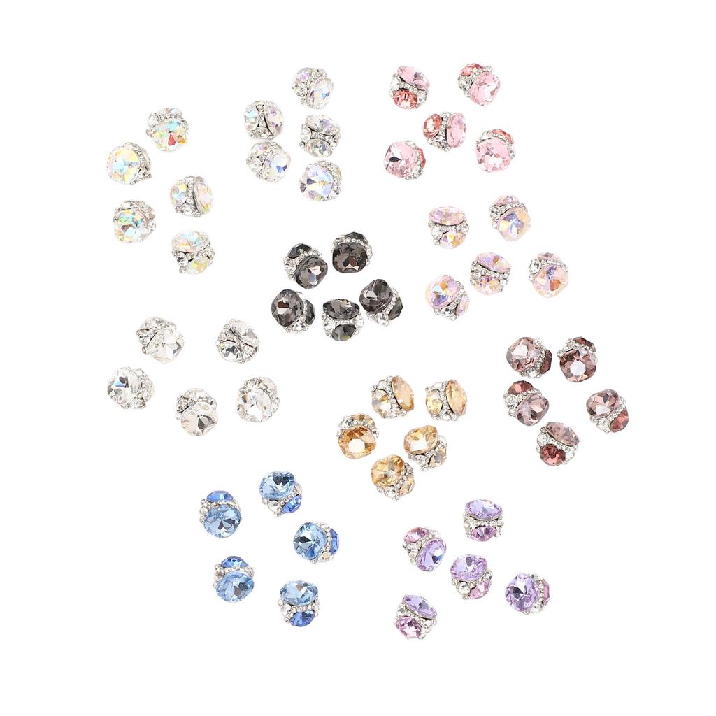 50 Pcs Nail Crystal Rhinestones 10 Types Multi Shapes Jewels Stones Sparkle 3D Nail Art Charms for