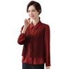 Women's Fashion Splicing Long Sleeve Two-Piece Shirt - Spring 2025 Collection for Middle-Aged Mothers