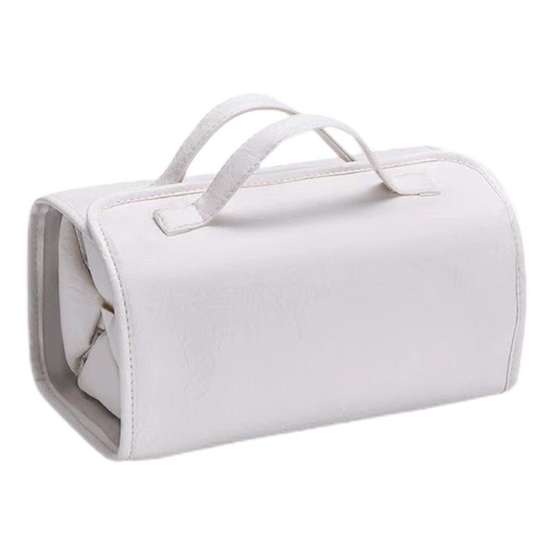 

Косметичка из кожи с 4 прозрачными съемными отдельными отделениями, складные сумки для макияжа для легкой транспортировки и хранения белый