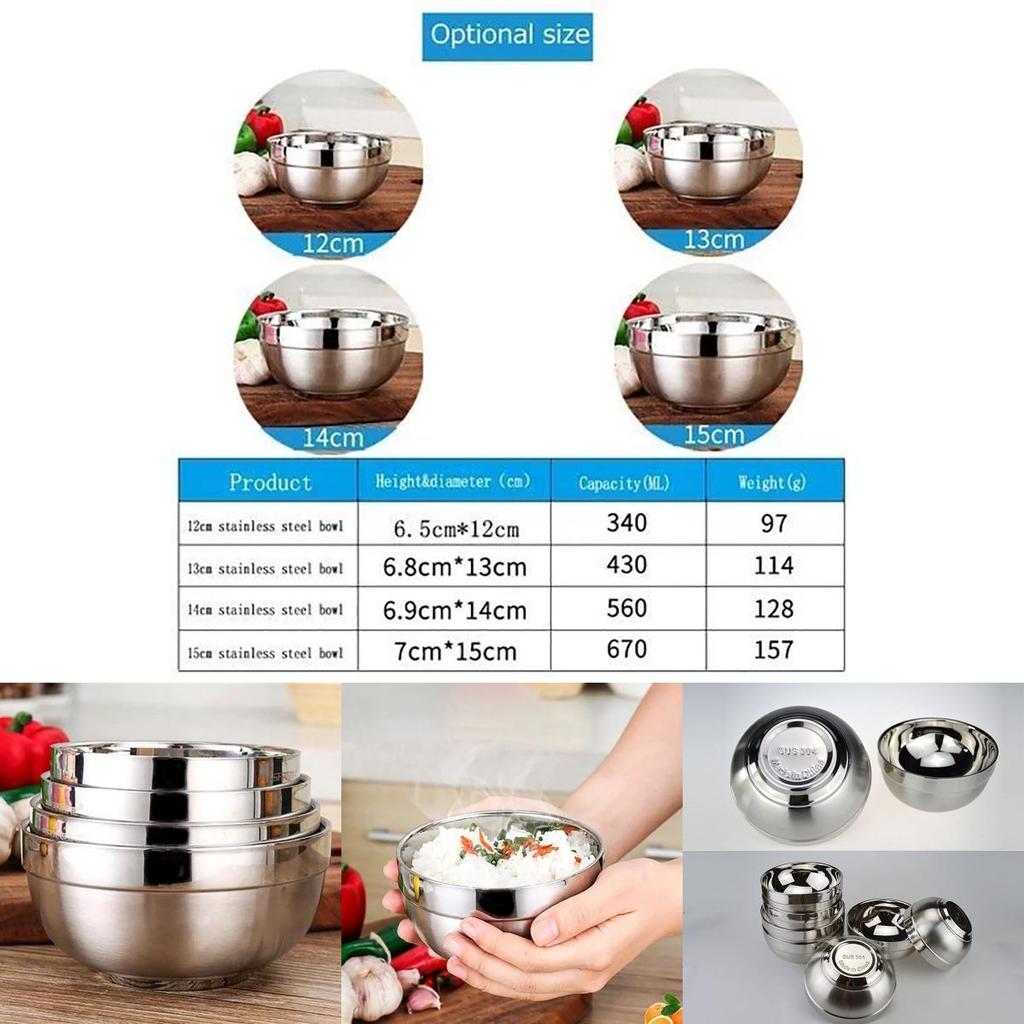 Durable 304 Stainless Steel Soup Bowl With Anti-scalding Double Insulation
