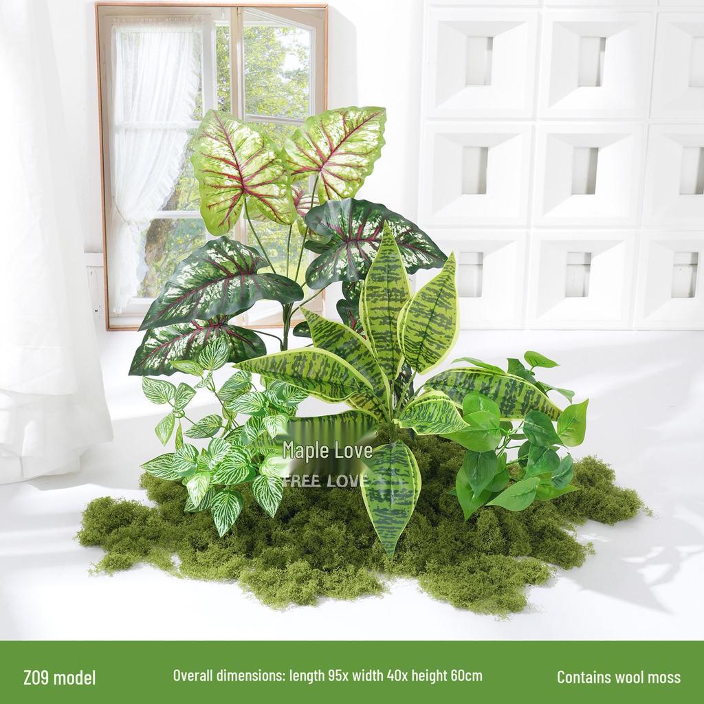 Luxury Faux Green Plant and Flower Decor - Indoor Moss and Grass Clusters for Elegant Landscaping.