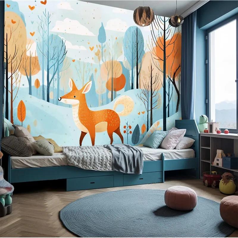 3d Wallpaper Cartoon Forest Animal Wallpaper Sofa Background Wall Mural For Bedroom Cartoon Mural Home Decor