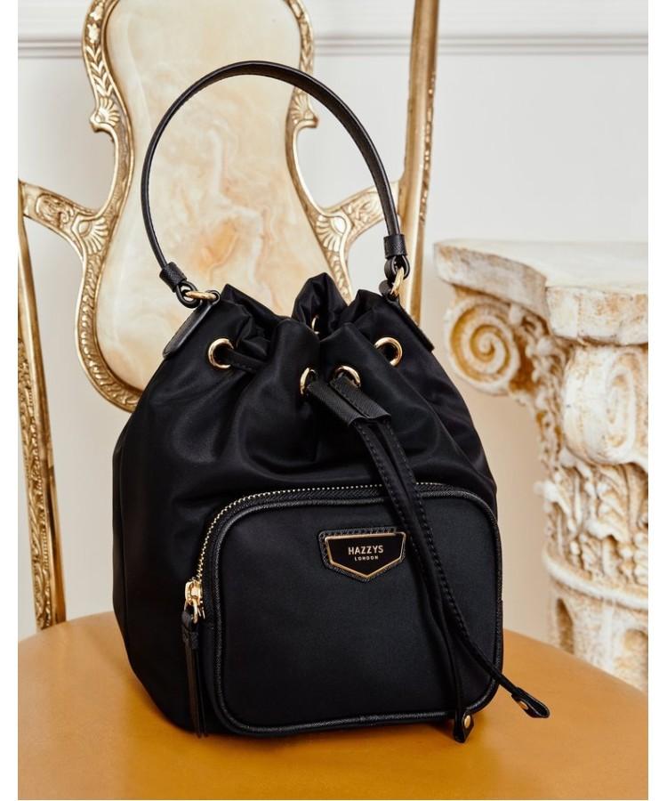 Hazzys Women Acc Basic Nylon Leather Combination Drawstring M_Hiba5F303Bk