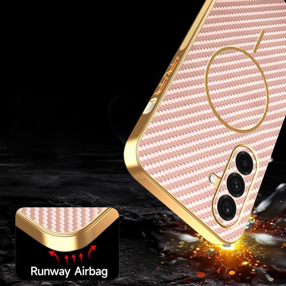 For Samsung Galaxy A37 5G Case Carbon Fiber Textured Electroplated TPU Phone Back Cover