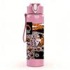1PC Multi Color Chaotic Band Square Print 750ml Colorful Plastic Sports Water Bottle Leakproof Pop Up Lid with Straw for Outdoor Work Home Use