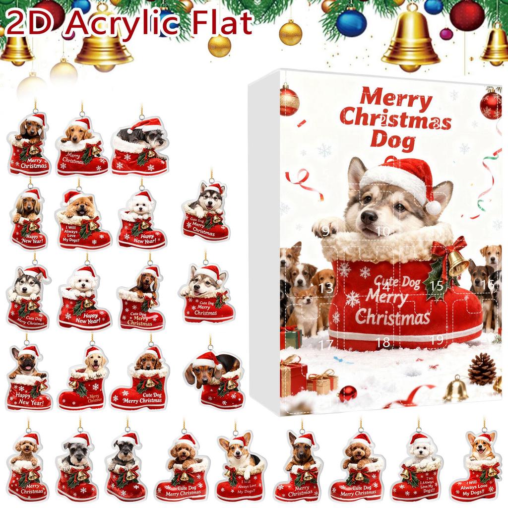 Christmas Dog Advent Calendar 24 Dog Themed Christmas Ornaments Holiday Countdown Calendar Dogs Wearing Red Shoes Perfect For Pet Lovers, Pet Owners