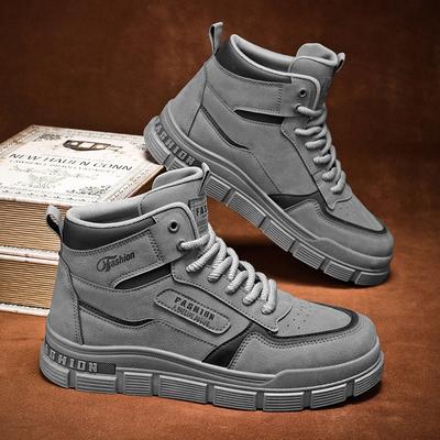 Stivali Alti da Uomo Sneakers Casual Stivaletti Stringati Scarpe da Lavoro Antiscivolo Pelle di Alta Qualità Stivali Casual Scarpe da Uomo