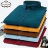 Men's Fashionable Corduroy Cotton Long Sleeve Shirt - Solid Color, Versatile Wear for Autumn and Spring