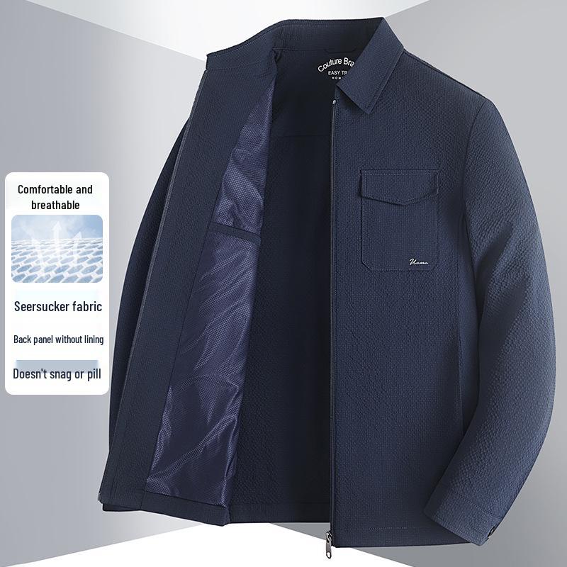 High-End Spring Business Casual Jacket - Turn-Down Collar, Zipper, Lightweight Executive Workwear