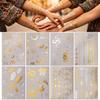 Xiaobudian Golden Silver-color Metallic Tattoo Sticker for Women Girls, Temporary Face Body Arm Decoration, Waterproof Fake Decal Wedding Parties