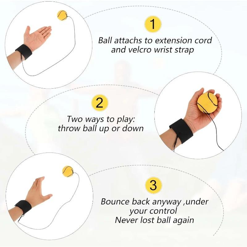 Bouncy Wrist Exercise Ball Hand Therapy Strengthening Elastic Rubber Rebound Trainer with Wristband for Rehabilitation Training