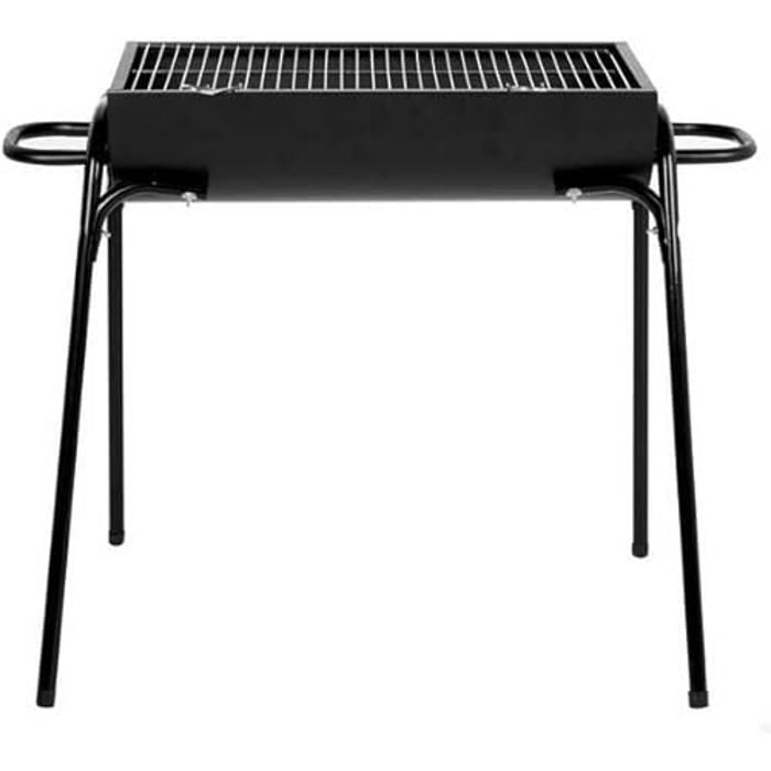 AKTIVE Bærbar kullgrill, 91 x 33 x 71 cm, matt svart, grillrist i rustfritt stål, stor overflate, metallstruktur, 4