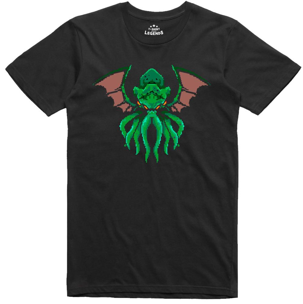 

Cthulhu Mens T Shirt Winged Pixel Art RPG Gamer Regular Fit Cotton Tee M