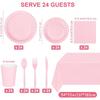 Light Pink Party Supplies Disposable Dinnerware Set Include Plates and Cups Napkins Tablecloth for Birthday Party Decorations
